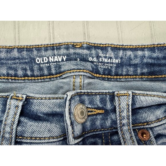 Old Navy Size 2 Womens Jeans OG Straight High Rise Med Wash Stretch - Picture 3 of 4